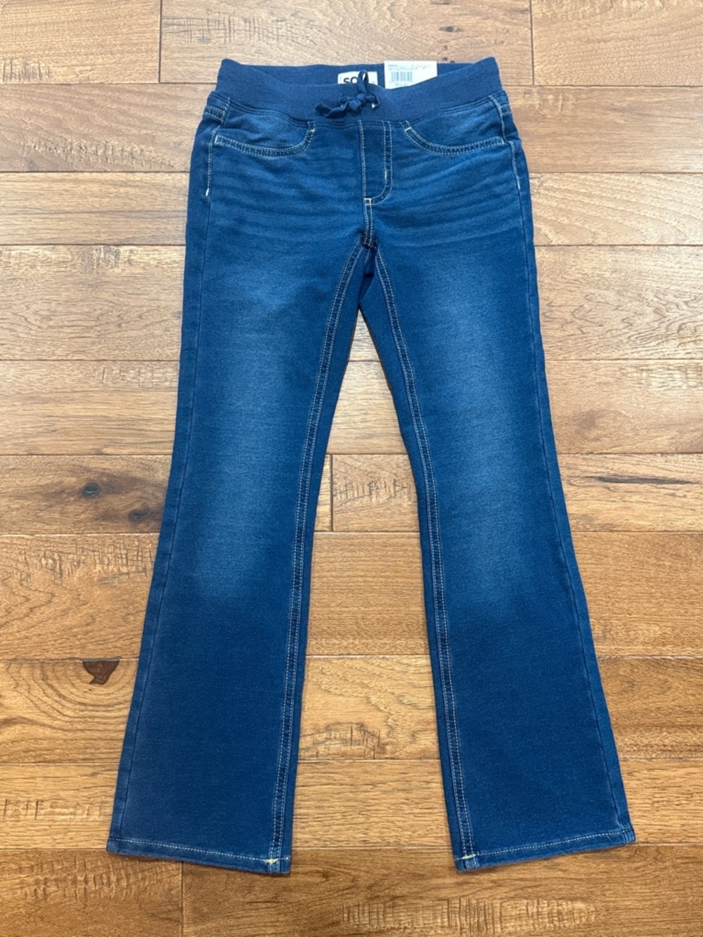 SO Girls Mid Rise Bootcut Super Stretch Rib Waist Soft Denim Blue Jean Size 10